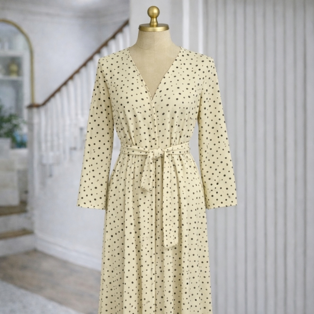 ASOS Polka Dot Sun Yellow Long Sleeve Dress Size 6